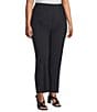 IC Collection Plus Size Slim Stretch Knit Cropped Pants, Color:Black - Image 3