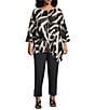 IC Collection Plus Size Slim Stretch Knit Cropped Pants, Color:Black - Image 5