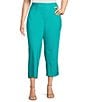 IC Collection Plus Size Slim Stretch Knit Cropped Pants, Color:Jade - Image 1