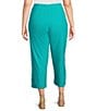 IC Collection Plus Size Slim Stretch Knit Cropped Pants, Color:Jade - Image 2