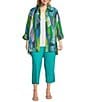 IC Collection Plus Size Slim Stretch Knit Cropped Pants, Color:Jade - Image 3