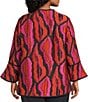 IC Collection Plus Size Texture Graphic Jacquard High Neck Long Sleeve Jacket, Color:Pink - Image 2
