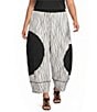 IC Collection Plus Size Textured Woven Colorblock Wave Stripe Wide-Leg Pull-On Coordinating Pant - Image 1