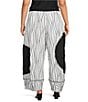 IC Collection Plus Size Textured Woven Colorblock Wave Stripe Wide-Leg Pull-On Coordinating Pant - Image 2