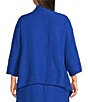 Color:Royal Blue - Image 2 - Plus Size Wave Textured Knit Shawl Collar 3/4 Sleeve Open Front Jacket
