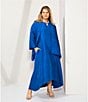 Color:Royal Blue - Image 5 - Plus Size Wave Textured Knit Shawl Collar 3/4 Sleeve Open Front Jacket