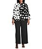 IC Collection Plus Size Woven Dot Combo Print High Neck Bracelet Sleeve Jacket, Color:White/Black - Image 3