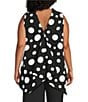 IC Collection Plus Size Woven Dot Print Cowl Neck Sleeveless High-Low Tank Top, Color:Black - Image 2