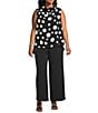 IC Collection Plus Size Woven Dot Print Cowl Neck Sleeveless High-Low Tank Top, Color:Black - Image 3