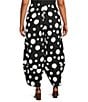 IC Collection Plus Size Woven Dot Print Elastic Waist Tulip Hem Crop Pants, Color:Black - Image 2