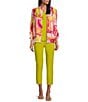IC Collection Pop Art Geo Print Mandarin Collar Bracelet Sleeve Button Front Jacket, Color:Pink - Image 4