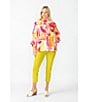 IC Collection Pop Art Geo Print Mandarin Collar Bracelet Sleeve Button Front Jacket, Color:Pink - Image 6