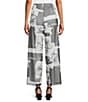 IC Collection Printed Mesh Elastic Waist Wide Leg Pull-On Coordinating Pants, Color:Black - Image 2