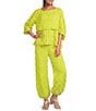 IC Collection Pucker Boat Neck Dolman Sleeve Overlap Popover Coordinating Top - Image 3