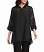 IC Collection Rose Pattern Wire Ruffle Neck 3/4 Sleeve Button-Front Jacket - Image 1