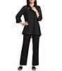 IC Collection Rose Pattern Wire Ruffle Neck 3/4 Sleeve Button-Front Jacket - Image 3