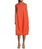IC Collection Sleeveless Sheer Organza Funnel Neck Balloon Waistless Midi Dress, Color:Coral - Image 1