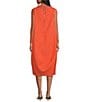 IC Collection Sleeveless Sheer Organza Funnel Neck Balloon Waistless Midi Dress, Color:Coral - Image 2