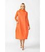 IC Collection Sleeveless Sheer Organza Funnel Neck Balloon Waistless Midi Dress, Color:Coral - Image 4
