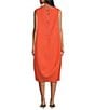IC Collection Sleeveless Sheer Organza Funnel Neck Balloon Waistless Midi Dress, Color:Coral - Image 2