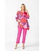 IC Collection Slim Stretch Knit Cropped Pants, Color:Fuchsia - Image 6