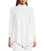 IC Collection Soft Knit Crepe Mock Neck Long Sleeve Top, Color:White - Image 1