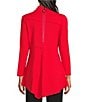 IC Collection Soft Knit Crepe Mock Neck Long Sleeve Top, Color:Red - Image 2