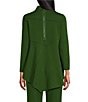 IC Collection Soft Knit Crepe Mock Neck Long Sleeve Top, Color:Hunter Green - Image 2