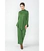 IC Collection Soft Knit Crepe Mock Neck Long Sleeve Top, Color:Hunter Green - Image 5