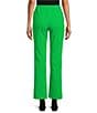 Color:Green - Image 2 - Solid Knit Flat Front Open Slit Pull-On Pants