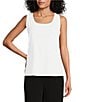 Color:Ivory - Image 1 - Stretch Knit Jersey Scoop Neck Sleeveless Tank Top