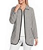 IC Collection Stripe Poplin Point Collar Long Sleeve Zip Front Jacket - Image 1