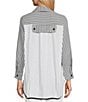 IC Collection Stripe Poplin Point Collar Long Sleeve Zip Front Jacket - Image 2