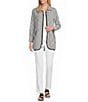IC Collection Stripe Poplin Point Collar Long Sleeve Zip Front Jacket - Image 4