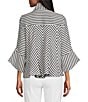 IC Collection Stripe Print Mandarin Collar Long Tulip Sleeve Jacket - Image 2