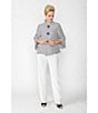 IC Collection Stripe Print Mandarin Collar Long Tulip Sleeve Jacket - Image 6