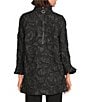 IC Collection Textured Woven Ruffle Mock Neck Long Sleeve Tunic, Color:Black - Image 2