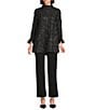 IC Collection Textured Woven Ruffle Mock Neck Long Sleeve Tunic, Color:Black - Image 3