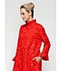 IC Collection Textured Woven Ruffle Mock Neck Long Sleeve Tunic, Color:Red - Image 5