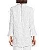 IC Collection Textured Woven Ruffle Mock Neck Long Sleeve Tunic, Color:White - Image 2