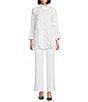 IC Collection Textured Woven Ruffle Mock Neck Long Sleeve Tunic, Color:White - Image 3