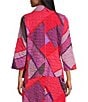 IC Collection Waffle Knit Geometric Color Block Open Collar Bracelet Sleeve Jacket, Color:Pink - Image 2