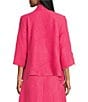 Color:Hot Pink - Image 2 - Wave Textured Knit Shawl Collar 3/4 Sleeve Open Front Jacket