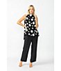 IC Collection Woven Dot Print Cowl Neck Sleeveless High-Low Coordinating Tank Top, Color:Black - Image 7