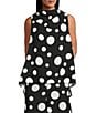 IC Collection Woven Dot Print Cowl Neck Sleeveless High-Low Coordinating Tank Top - Image 1