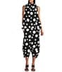 IC Collection Woven Dot Print Elastic Waist Tulip Hem Crop Coordinating Pants, Color:Black - Image 3