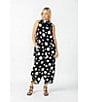 IC Collection Woven Dot Print Elastic Waist Tulip Hem Crop Coordinating Pants, Color:Black - Image 5
