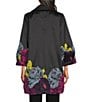 IC Collection Woven Floral Placement Print Spread Collar Bracelet Sleeve Button-Front Bubble Jacket - Image 2