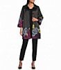IC Collection Woven Floral Placement Print Spread Collar Bracelet Sleeve Button-Front Bubble Jacket - Image 3