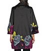 IC Collection Woven Floral Placement Print Spread Collar Bracelet Sleeve Button-Front Bubble Jacket - Image 2